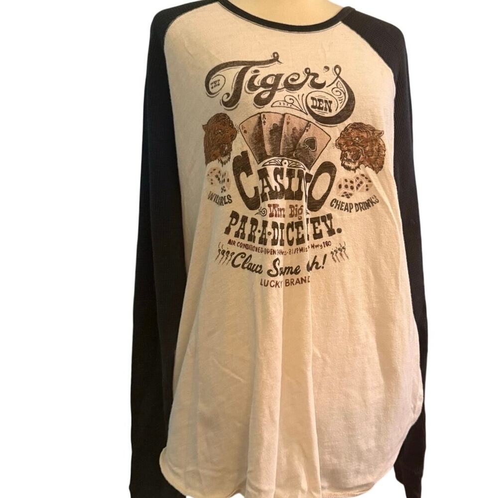 Lucky Brand Tiger's Den Casino Graphic Raglan Sleeve Tee, Men's XL